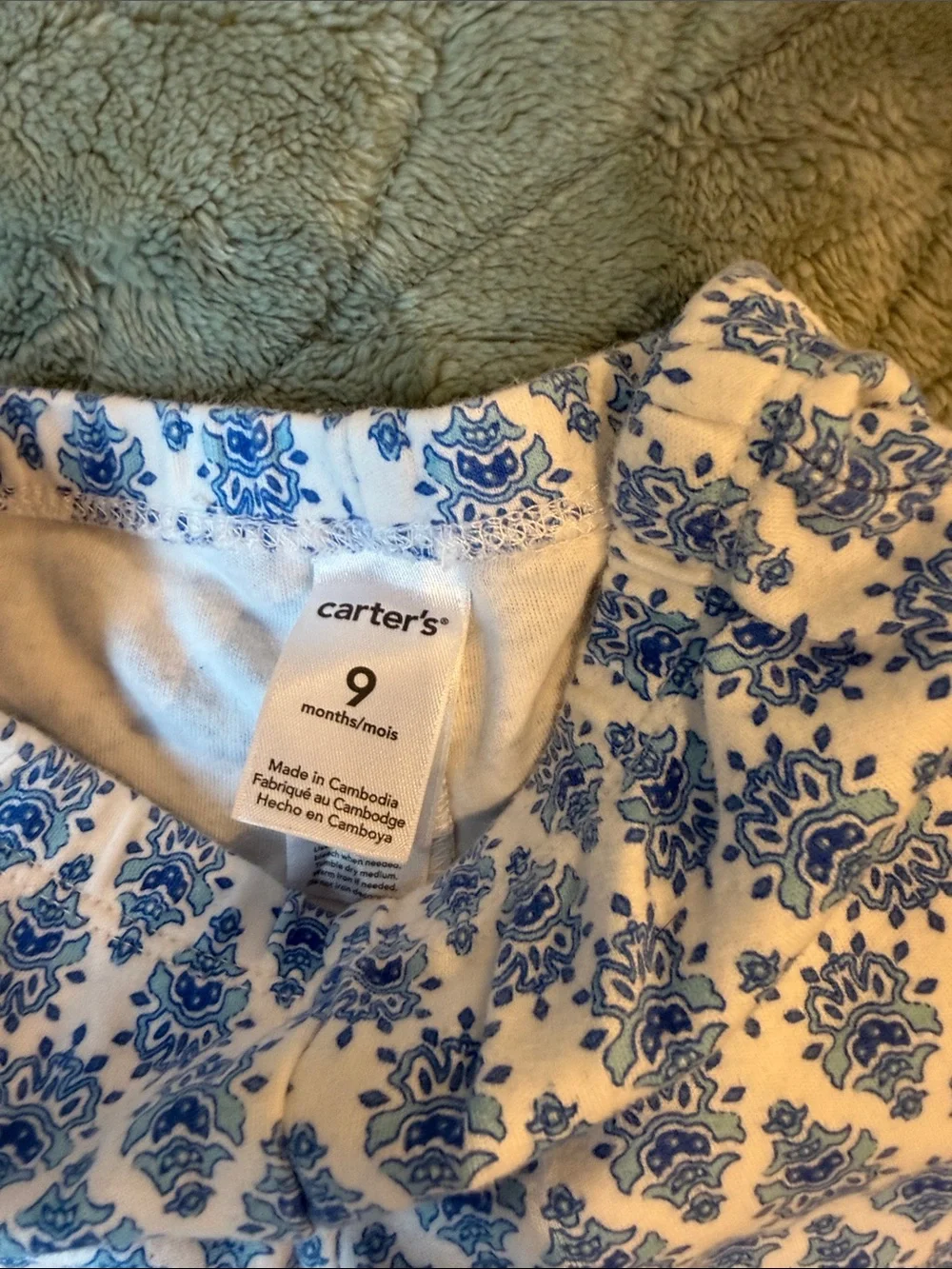 Carter's Royal Blue Tank Bodysuit with White and Blue Patterned Leggings